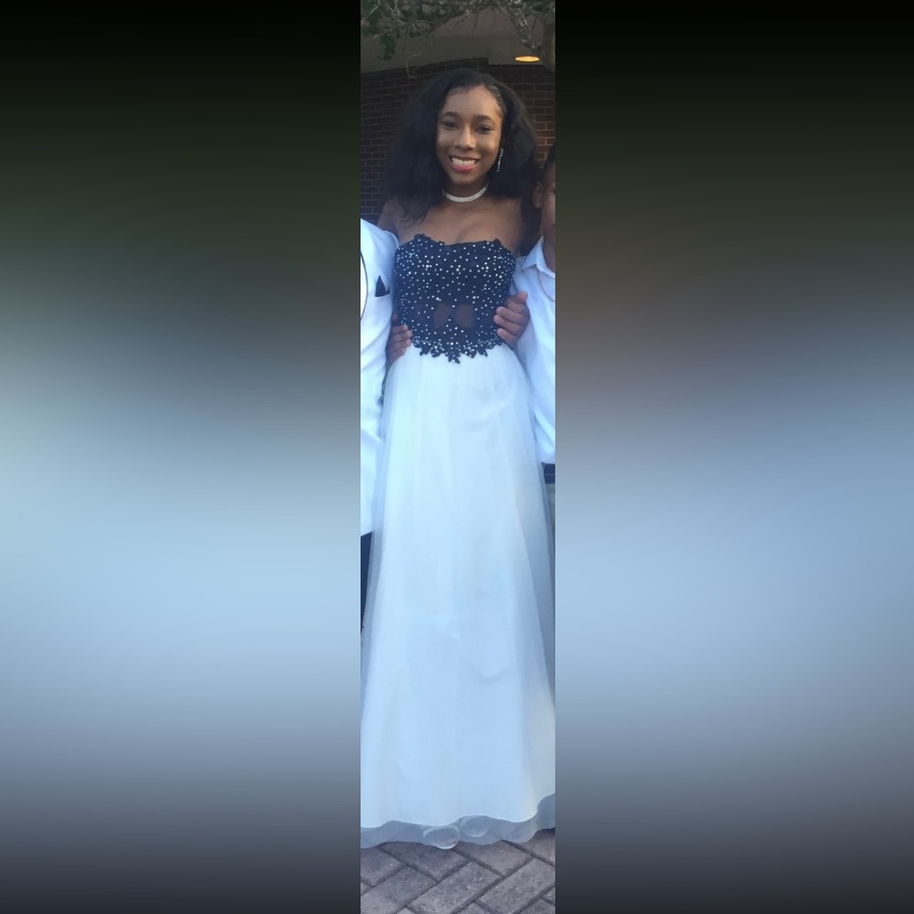 Royal blue and white formal dress. Size 1